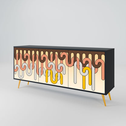 COLORFUL STRINGS 3-Door Sideboard in Black Finish