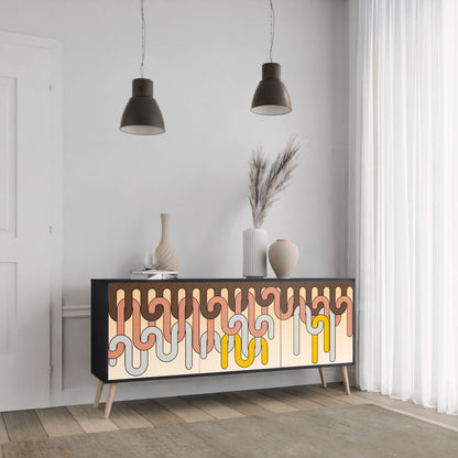 COLORFUL STRINGS 3-Door Sideboard in Black Finish