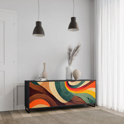 Credenza a 3 ante COLORFUL STRANDS in finitura nera