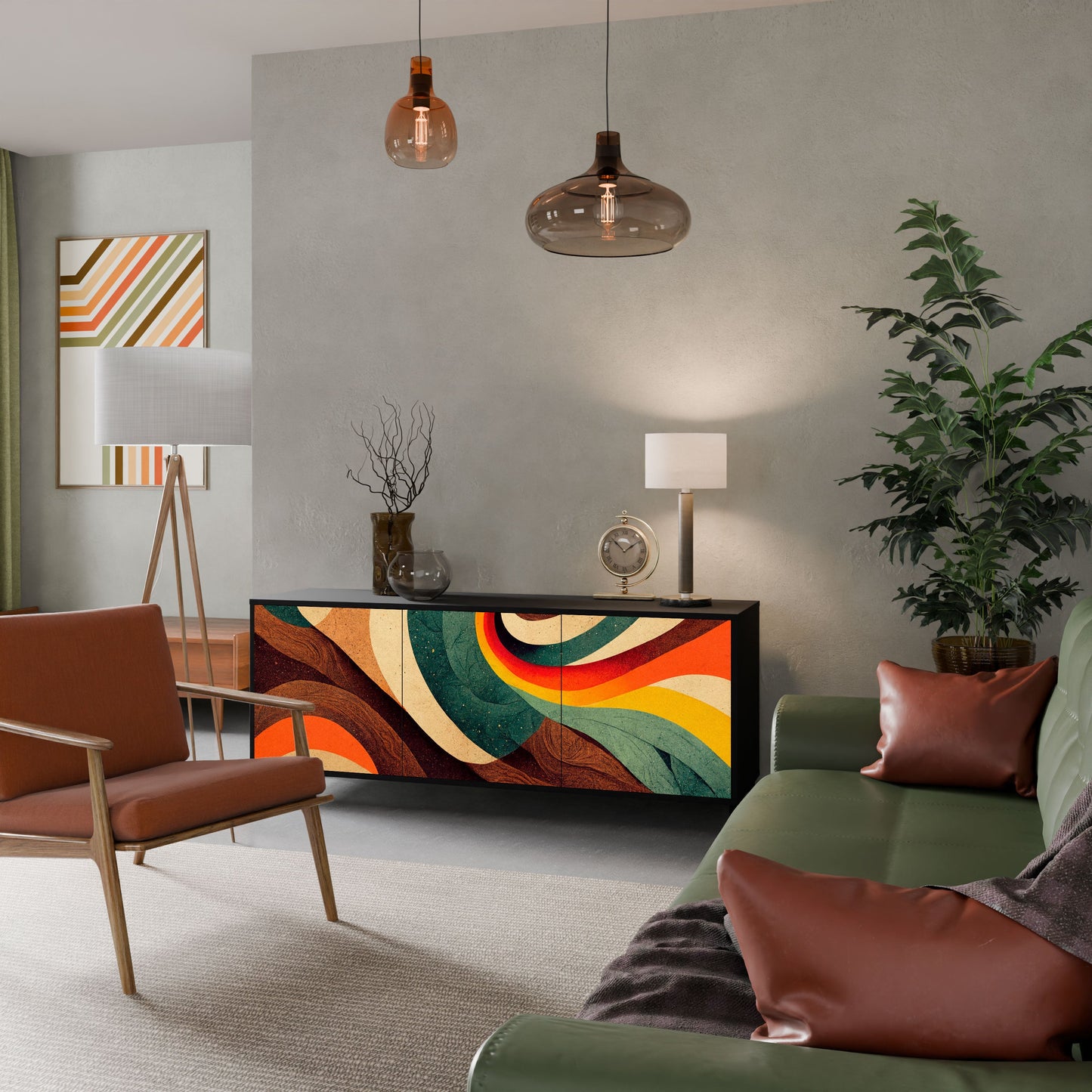 Credenza a 3 ante COLORFUL STRANDS in finitura nera