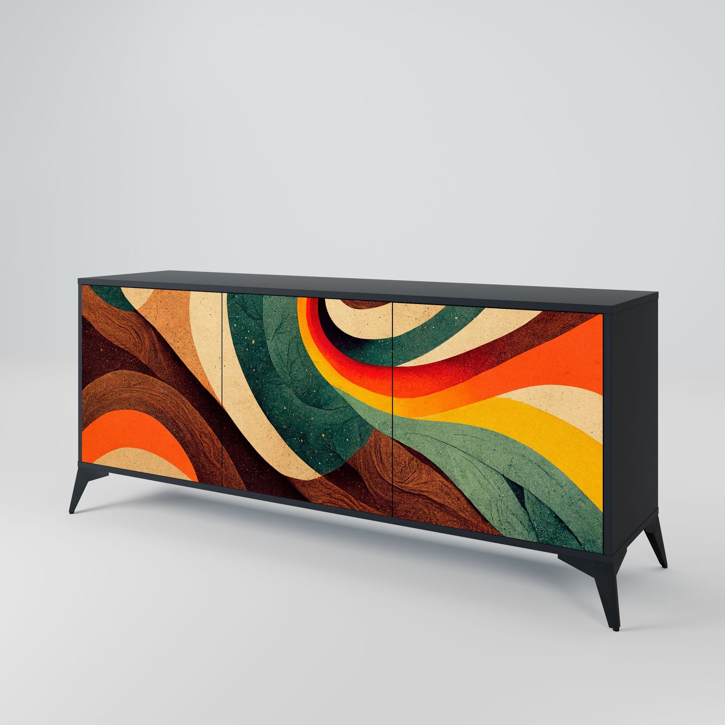 Credenza a 3 ante COLORFUL STRANDS in finitura nera