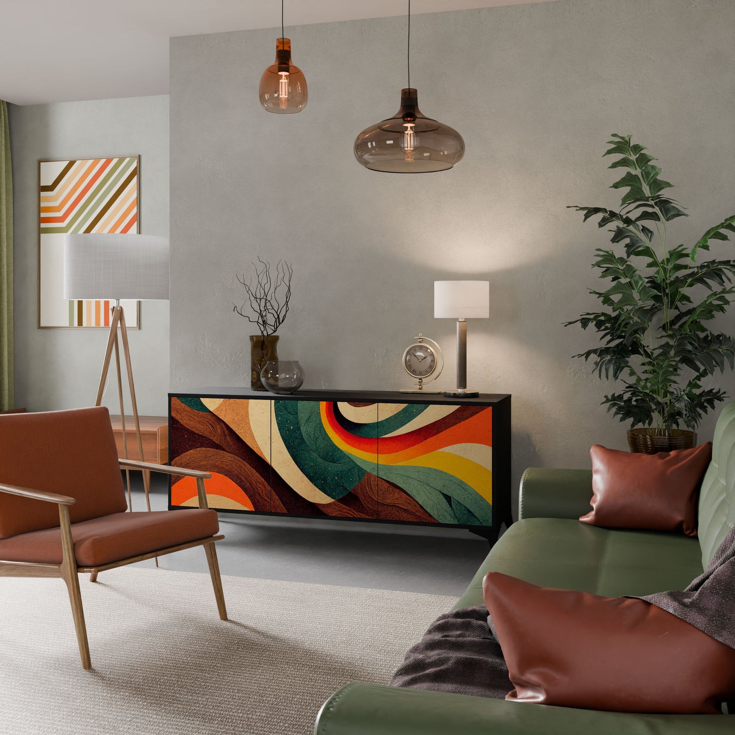 Credenza a 3 ante COLORFUL STRANDS in finitura nera