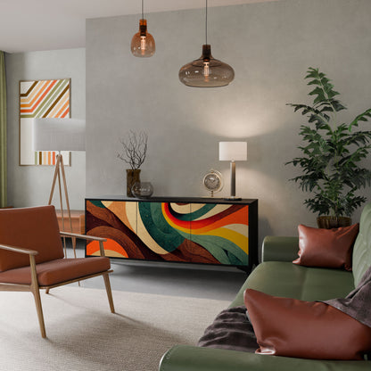 Credenza a 3 ante COLORFUL STRANDS in finitura nera
