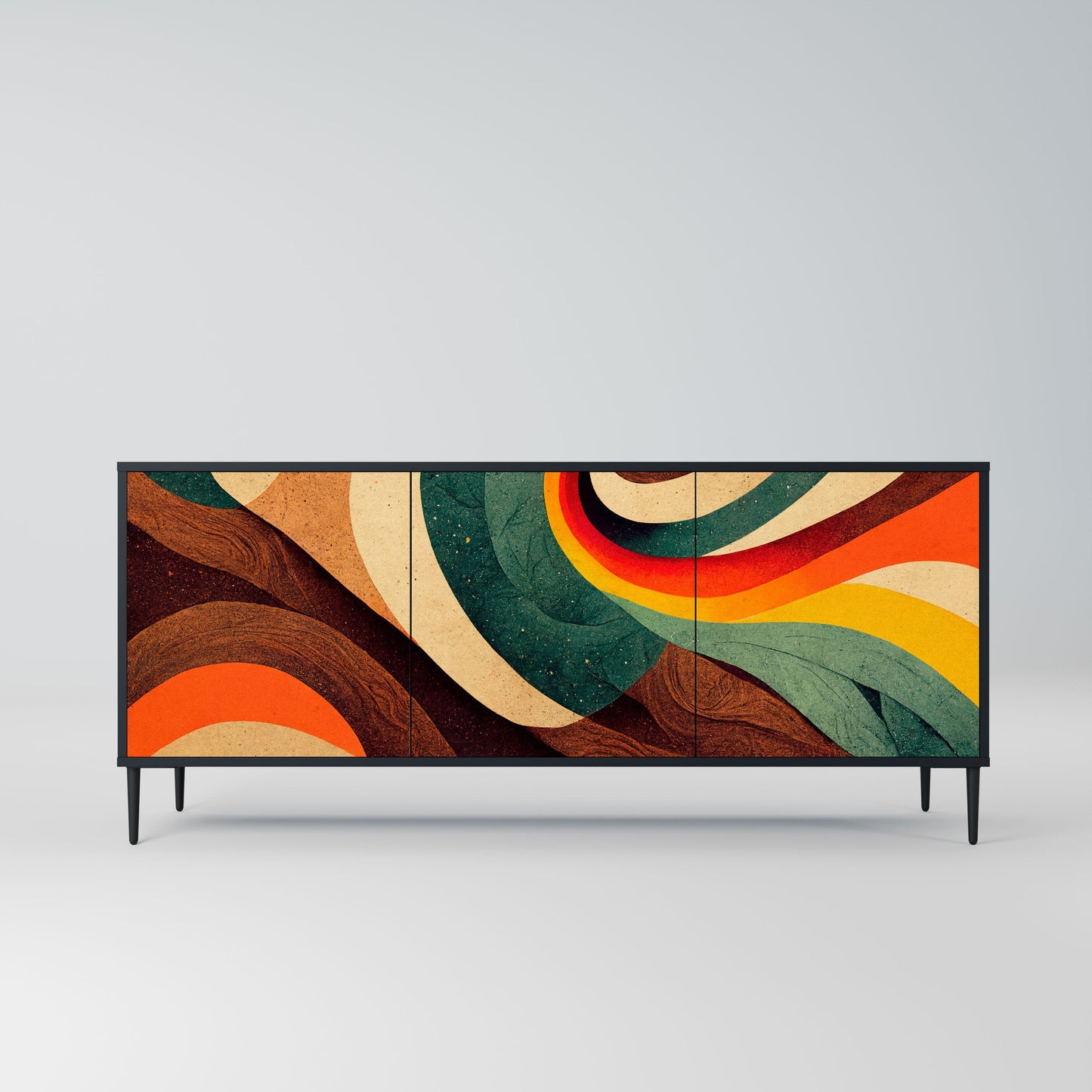 Credenza a 3 ante COLORFUL STRANDS in finitura nera