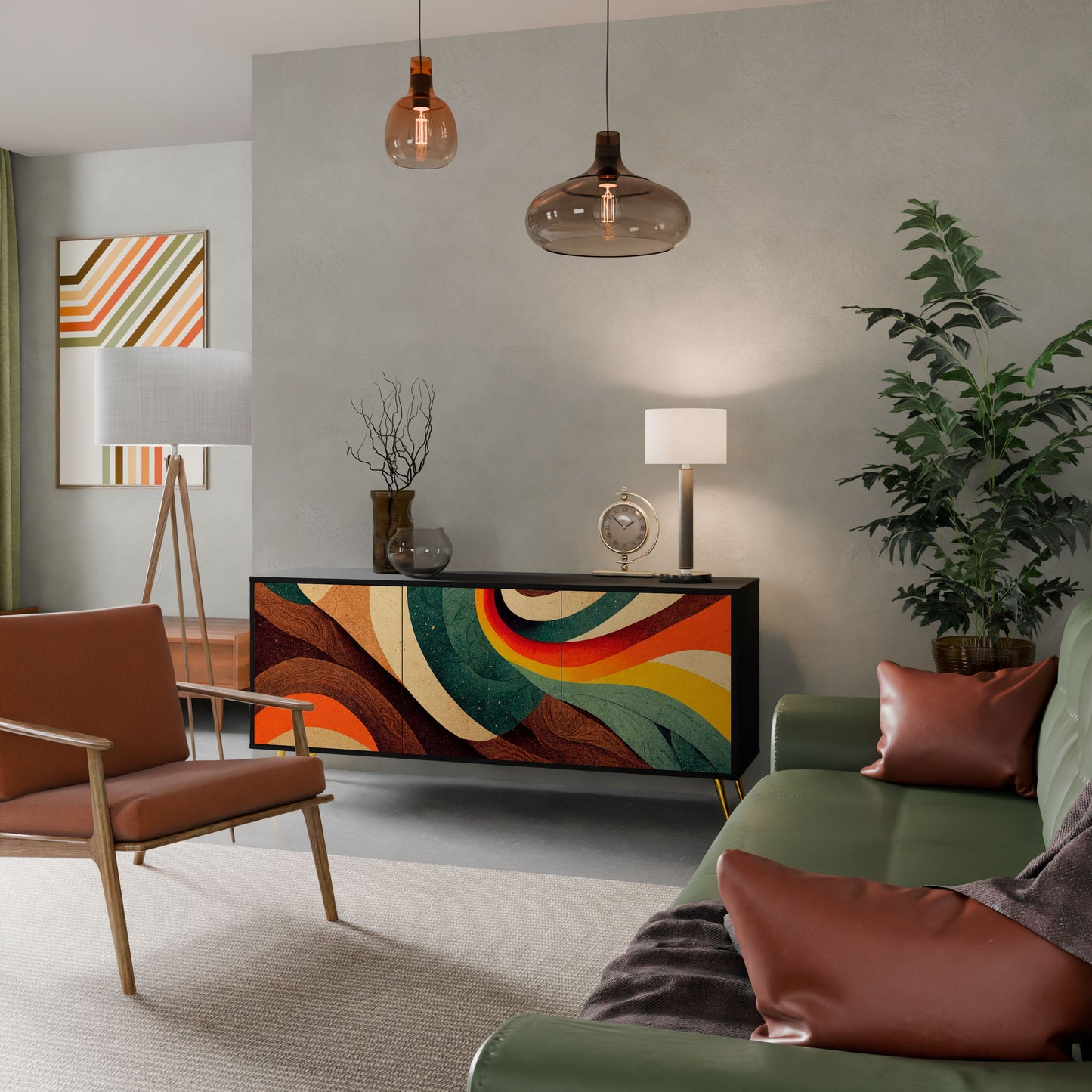 Credenza a 3 ante COLORFUL STRANDS in finitura nera