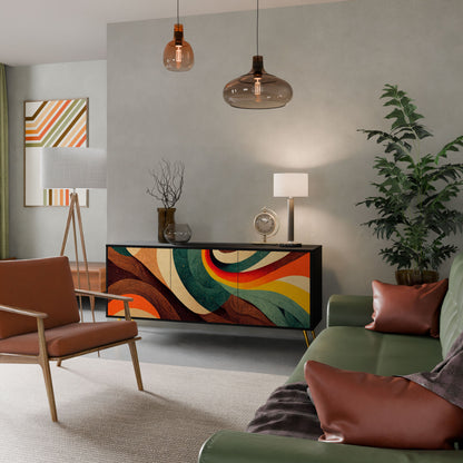 Credenza a 3 ante COLORFUL STRANDS in finitura nera