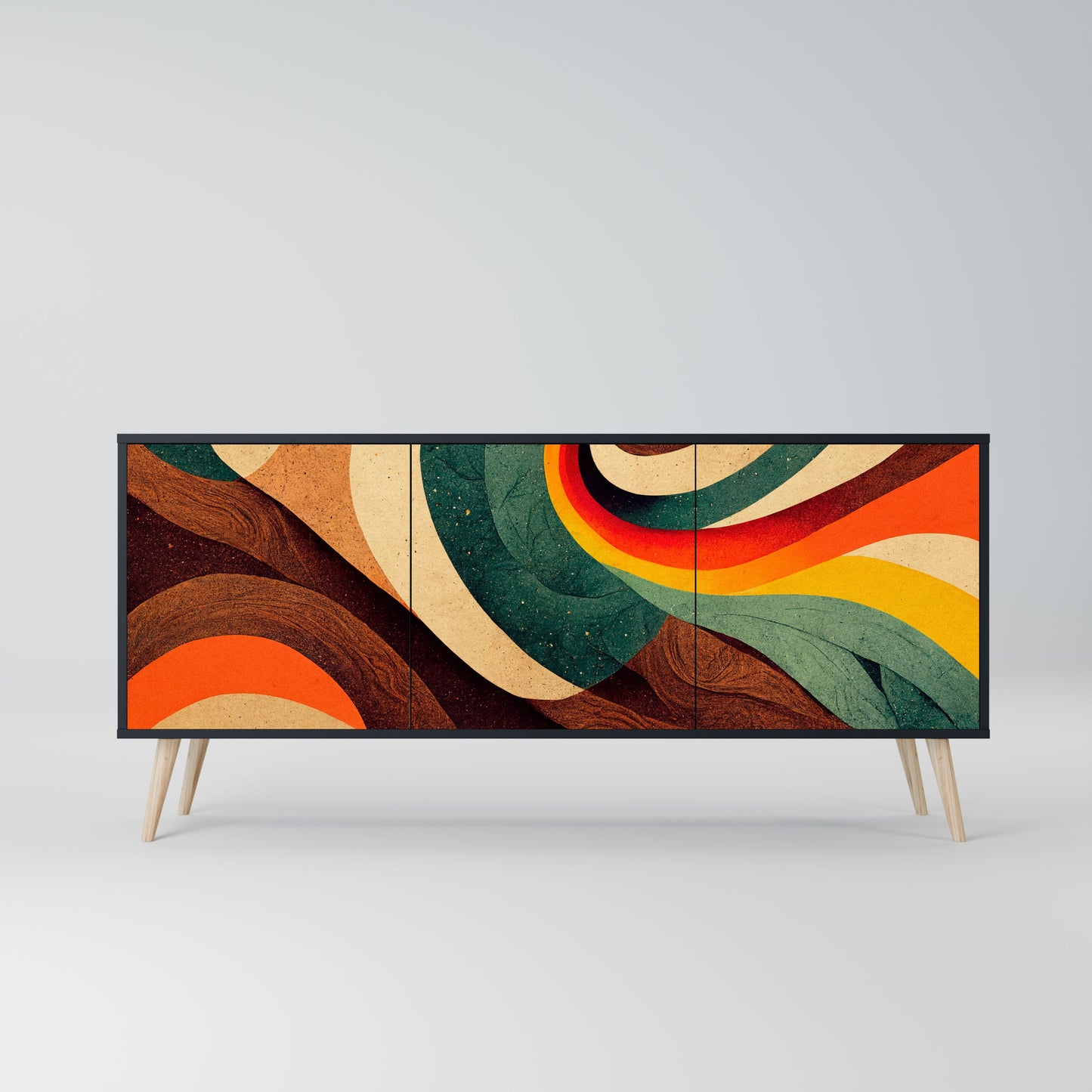 Credenza a 3 ante COLORFUL STRANDS in finitura nera