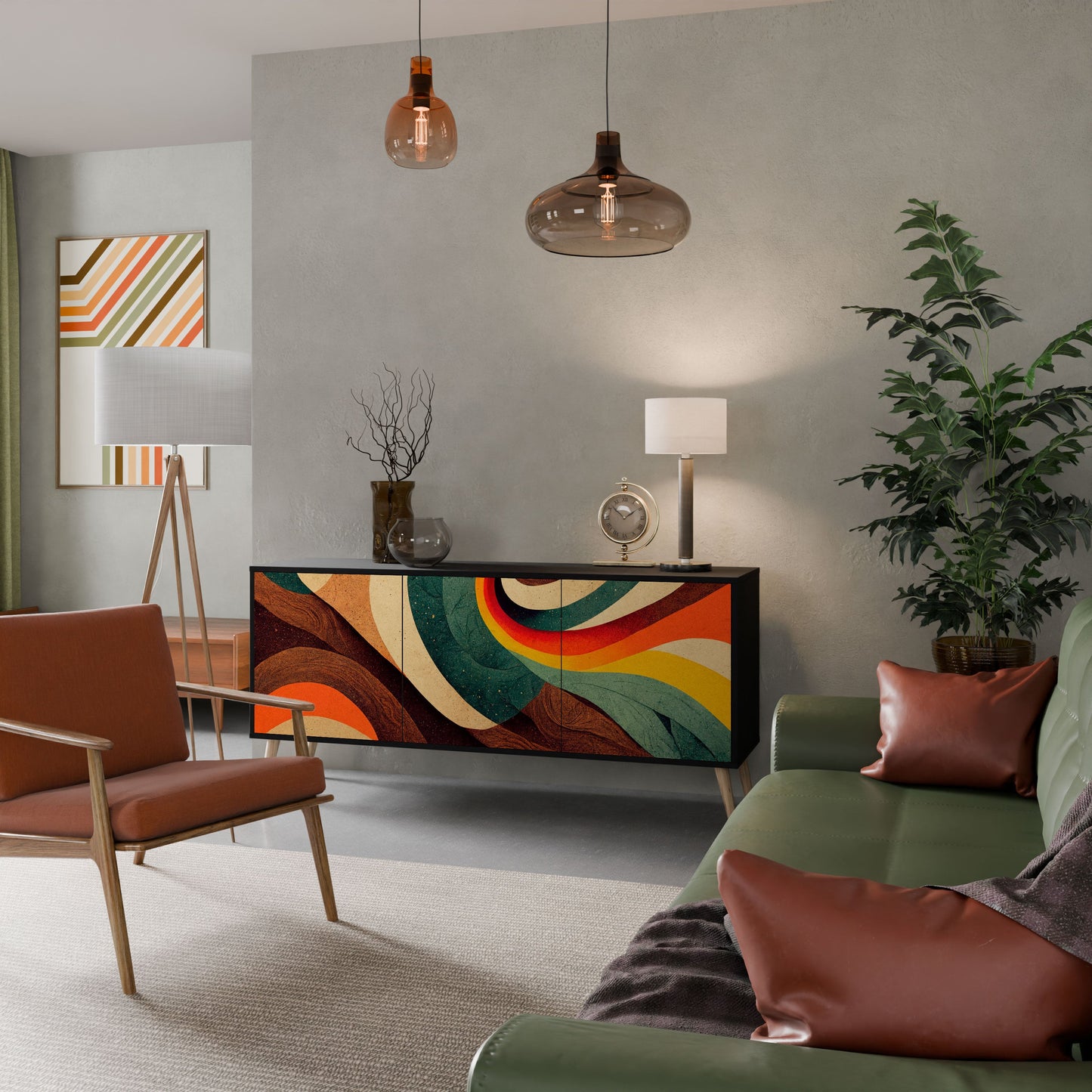 Credenza a 3 ante COLORFUL STRANDS in finitura nera