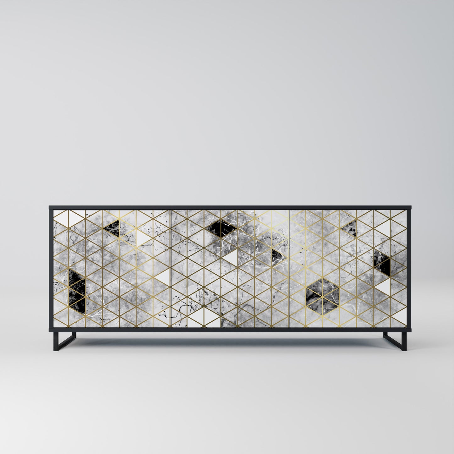 Credenza ASHEN ARIA a 3 ante in finitura nera