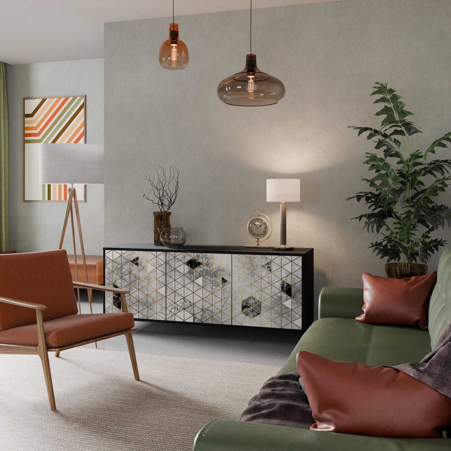 Credenza ASHEN ARIA a 3 ante in finitura nera