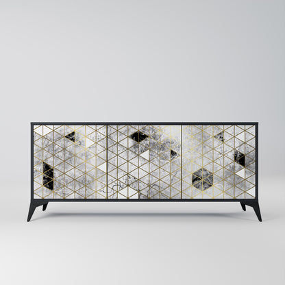 Credenza ASHEN ARIA a 3 ante in finitura nera