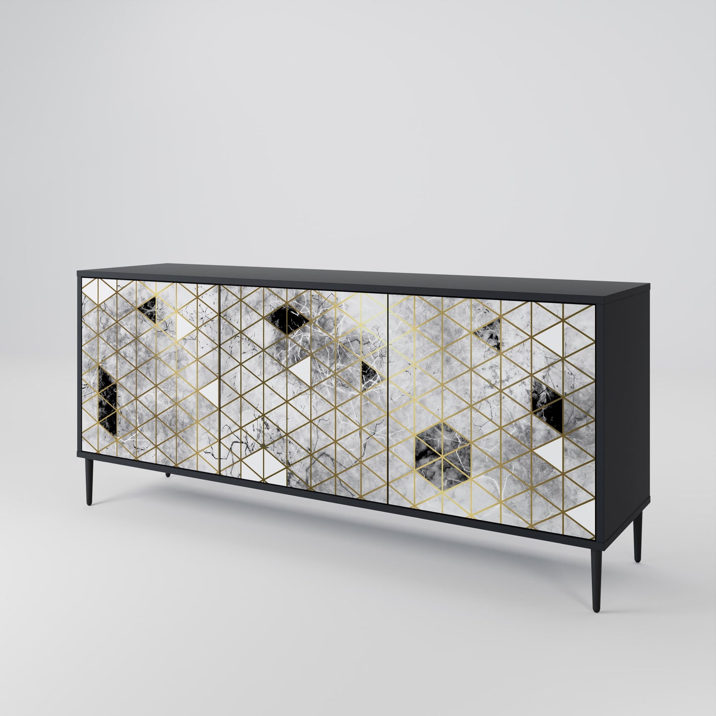 Credenza ASHEN ARIA a 3 ante in finitura nera