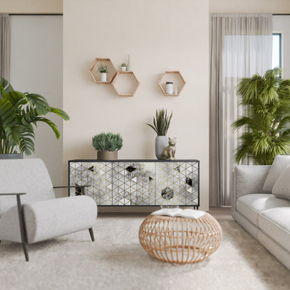 Credenza ASHEN ARIA a 3 ante in finitura nera