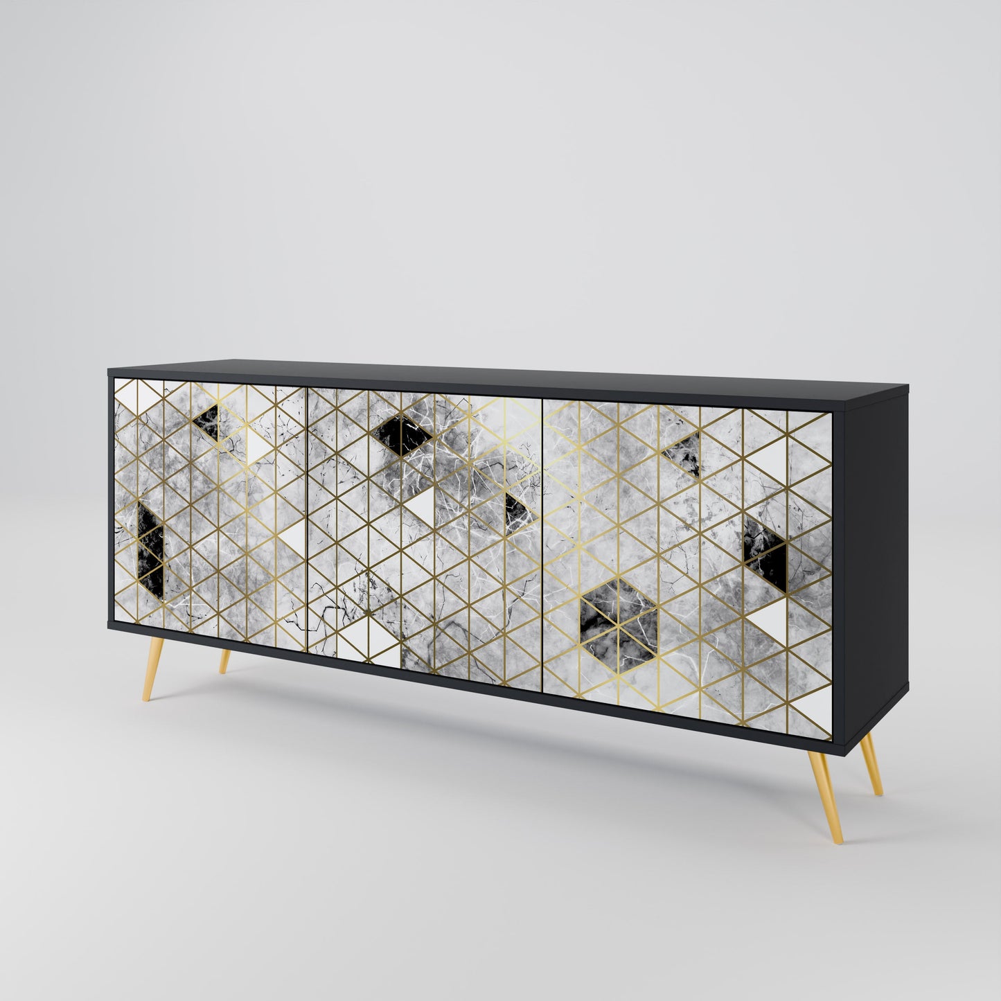 Credenza ASHEN ARIA a 3 ante in finitura nera