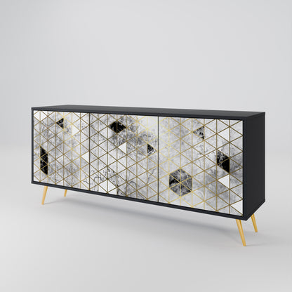 Credenza ASHEN ARIA a 3 ante in finitura nera