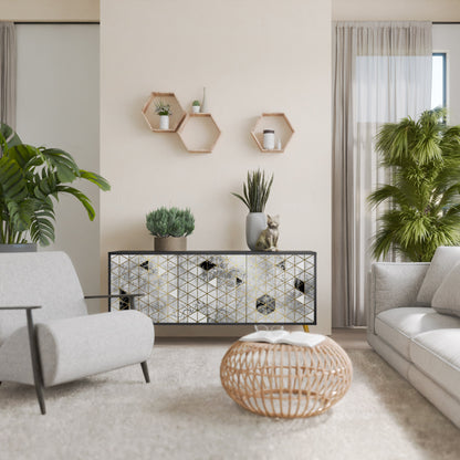 Credenza ASHEN ARIA a 3 ante in finitura nera