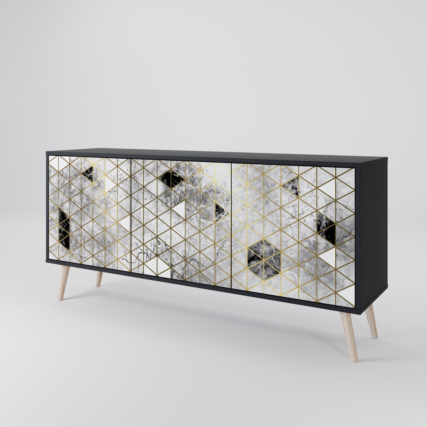 Credenza ASHEN ARIA a 3 ante in finitura nera