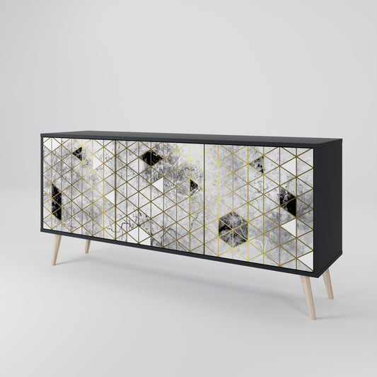 Credenza ASHEN ARIA a 3 ante in finitura nera