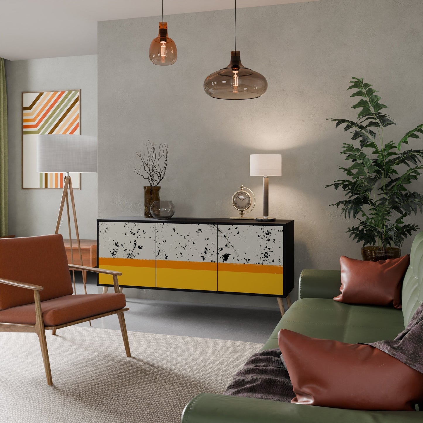 Credenza a 3 ante DYED BY ORANGE in finitura nera