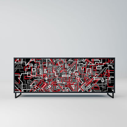 Credenza BROKEN LINES a 3 ante in finitura nera