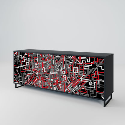 Credenza BROKEN LINES a 3 ante in finitura nera