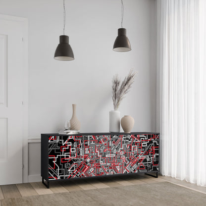 Credenza BROKEN LINES a 3 ante in finitura nera