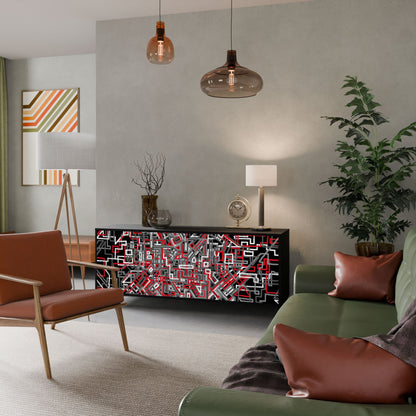 Credenza BROKEN LINES a 3 ante in finitura nera