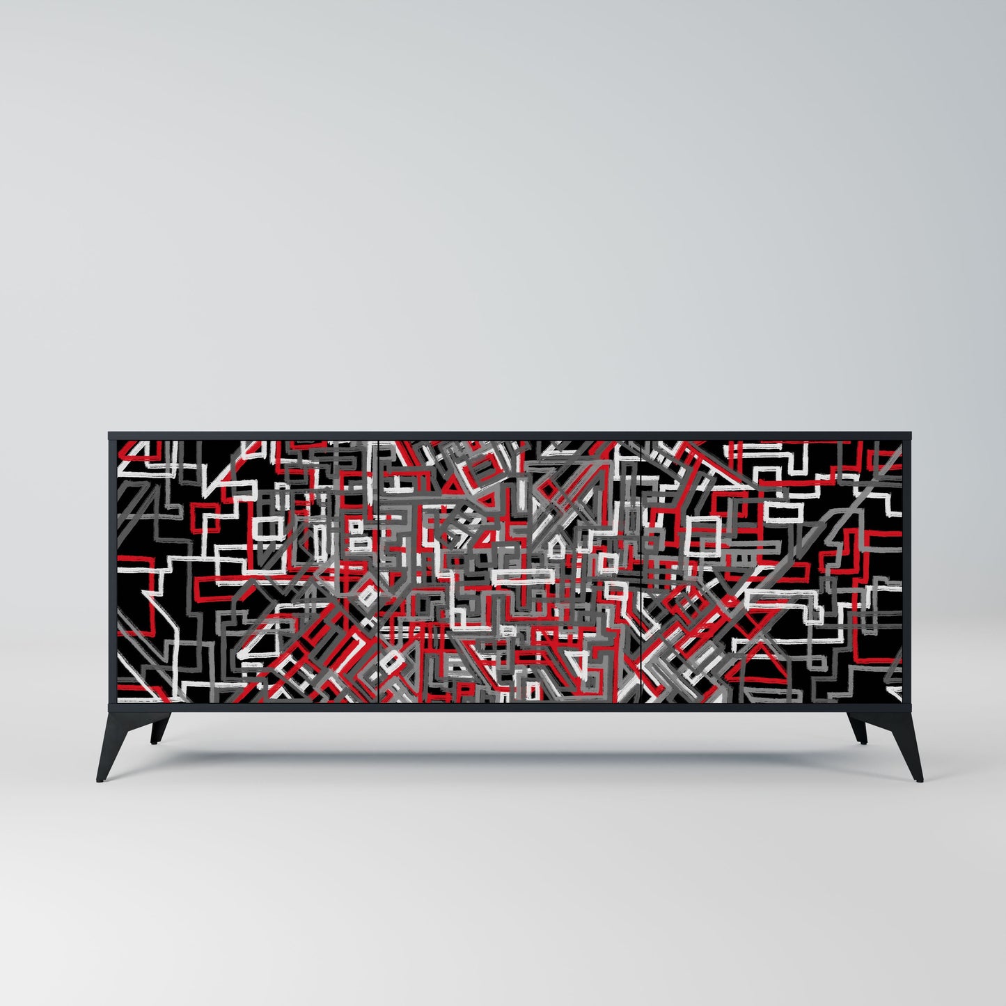 Credenza BROKEN LINES a 3 ante in finitura nera