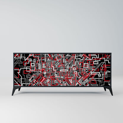 Credenza BROKEN LINES a 3 ante in finitura nera