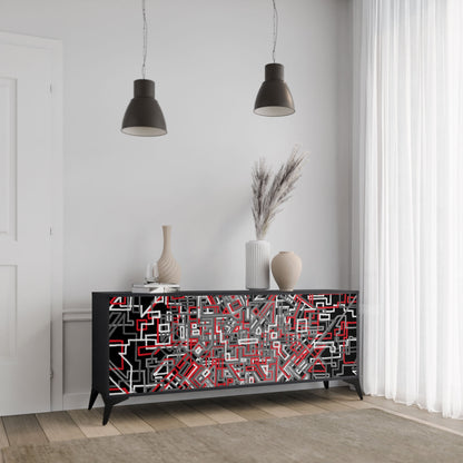 Credenza BROKEN LINES a 3 ante in finitura nera