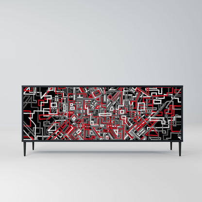 Credenza BROKEN LINES a 3 ante in finitura nera