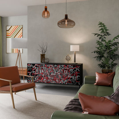 Credenza BROKEN LINES a 3 ante in finitura nera
