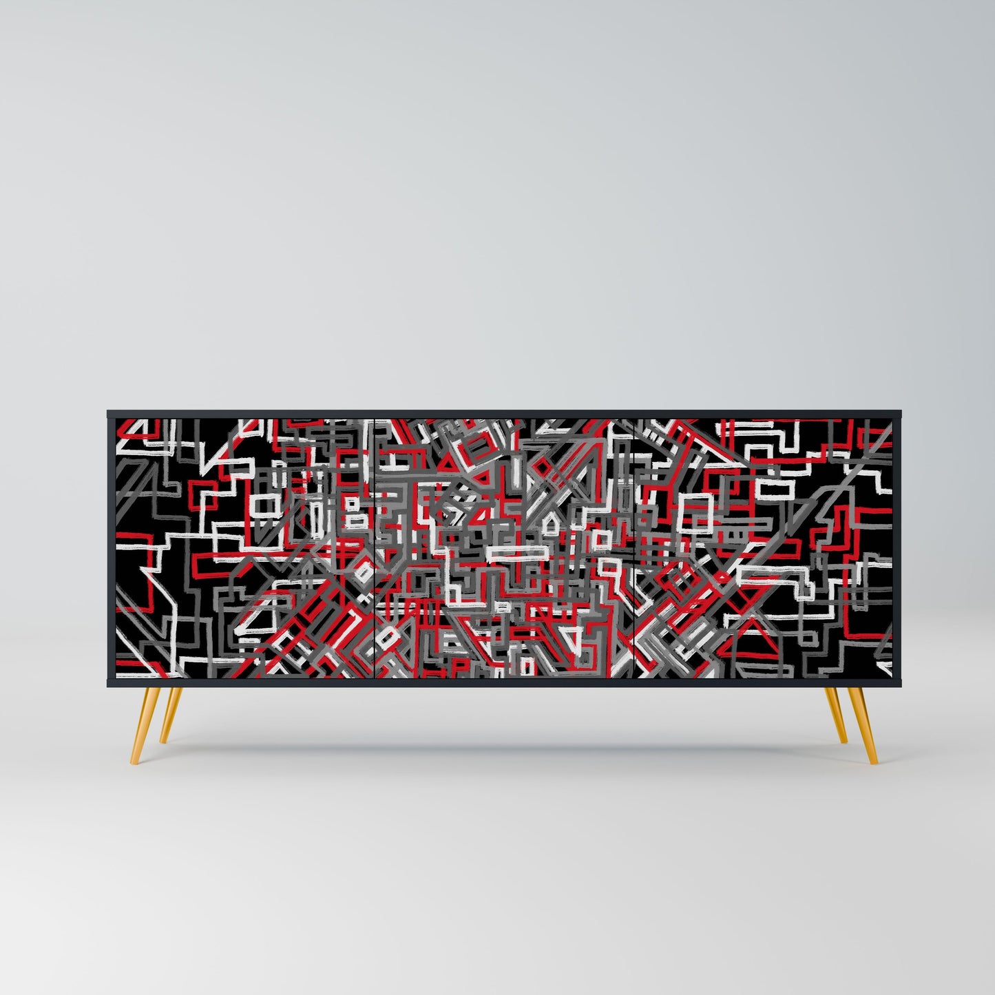 Credenza BROKEN LINES a 3 ante in finitura nera