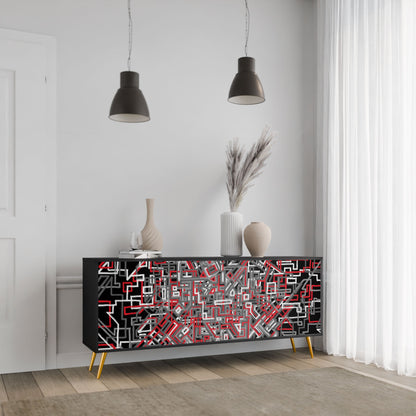 Credenza BROKEN LINES a 3 ante in finitura nera