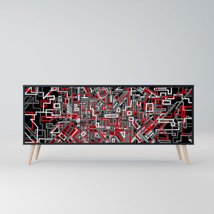 Credenza BROKEN LINES a 3 ante in finitura nera