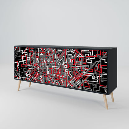 Credenza BROKEN LINES a 3 ante in finitura nera