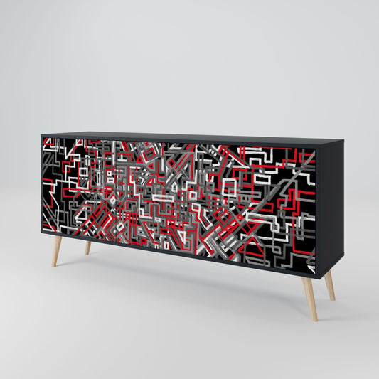 Credenza BROKEN LINES a 3 ante in finitura nera