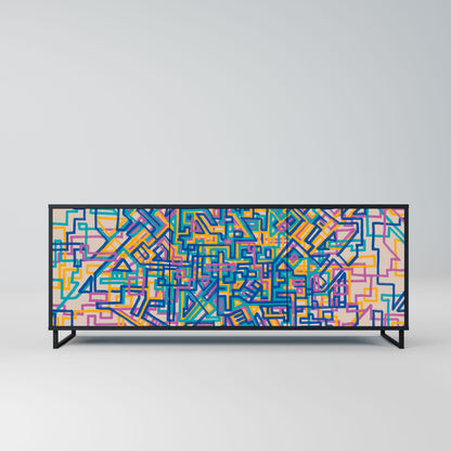 Credenza MEMORIES MAP a 3 ante in finitura nera