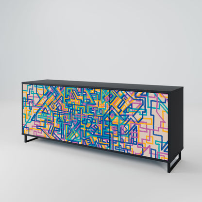 Credenza MEMORIES MAP a 3 ante in finitura nera
