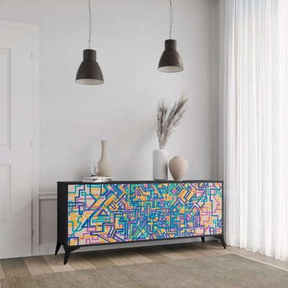 Credenza MEMORIES MAP a 3 ante in finitura nera