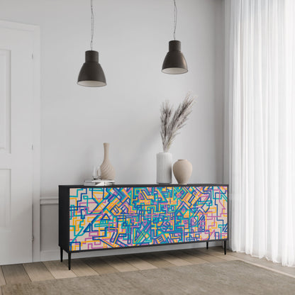 Credenza MEMORIES MAP a 3 ante in finitura nera