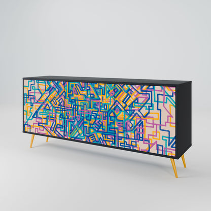 Credenza MEMORIES MAP a 3 ante in finitura nera