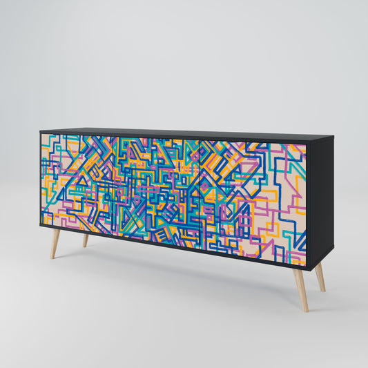 Credenza MEMORIES MAP a 3 ante in finitura nera