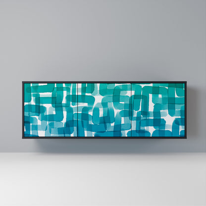 TURQUOISE RECTANGLES Madia a 3 Ante in Finitura Nera