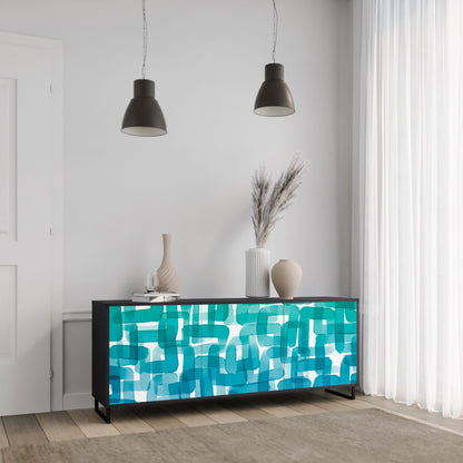 Credenza TURQUOISE RECTANGLES a 3 ante con finitura nera