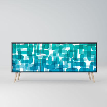 Credenza TURQUOISE RECTANGLES a 3 ante con finitura nera