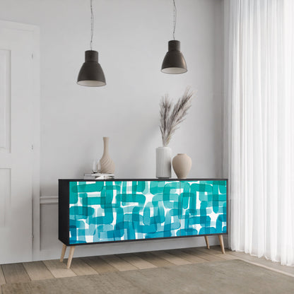 Credenza TURQUOISE RECTANGLES a 3 ante con finitura nera