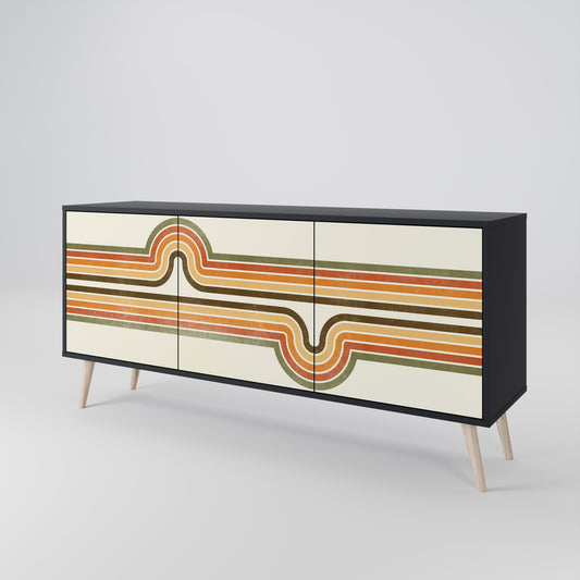 Credenza EXCEPTIONAL STREAM a 3 ante in finitura nera