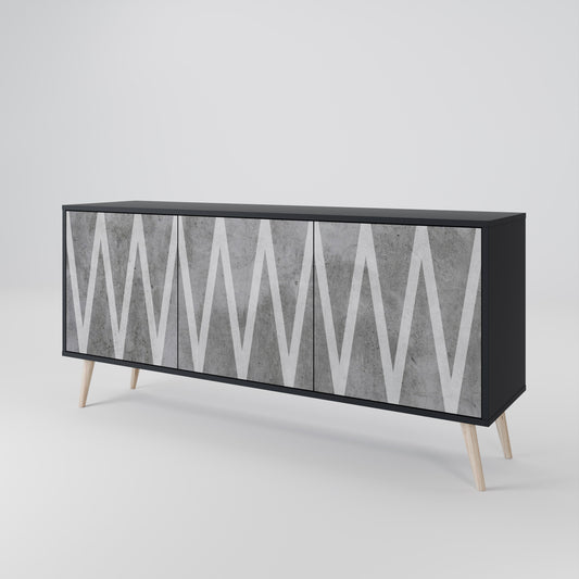 Credenza SOLID ZIG ZAG a 3 ante con finitura nera