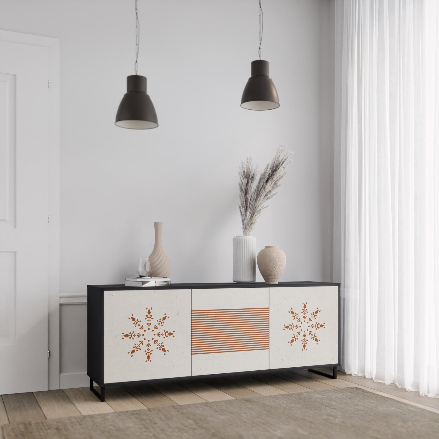 Credenza DAILY HARMONY a 3 ante in finitura nera